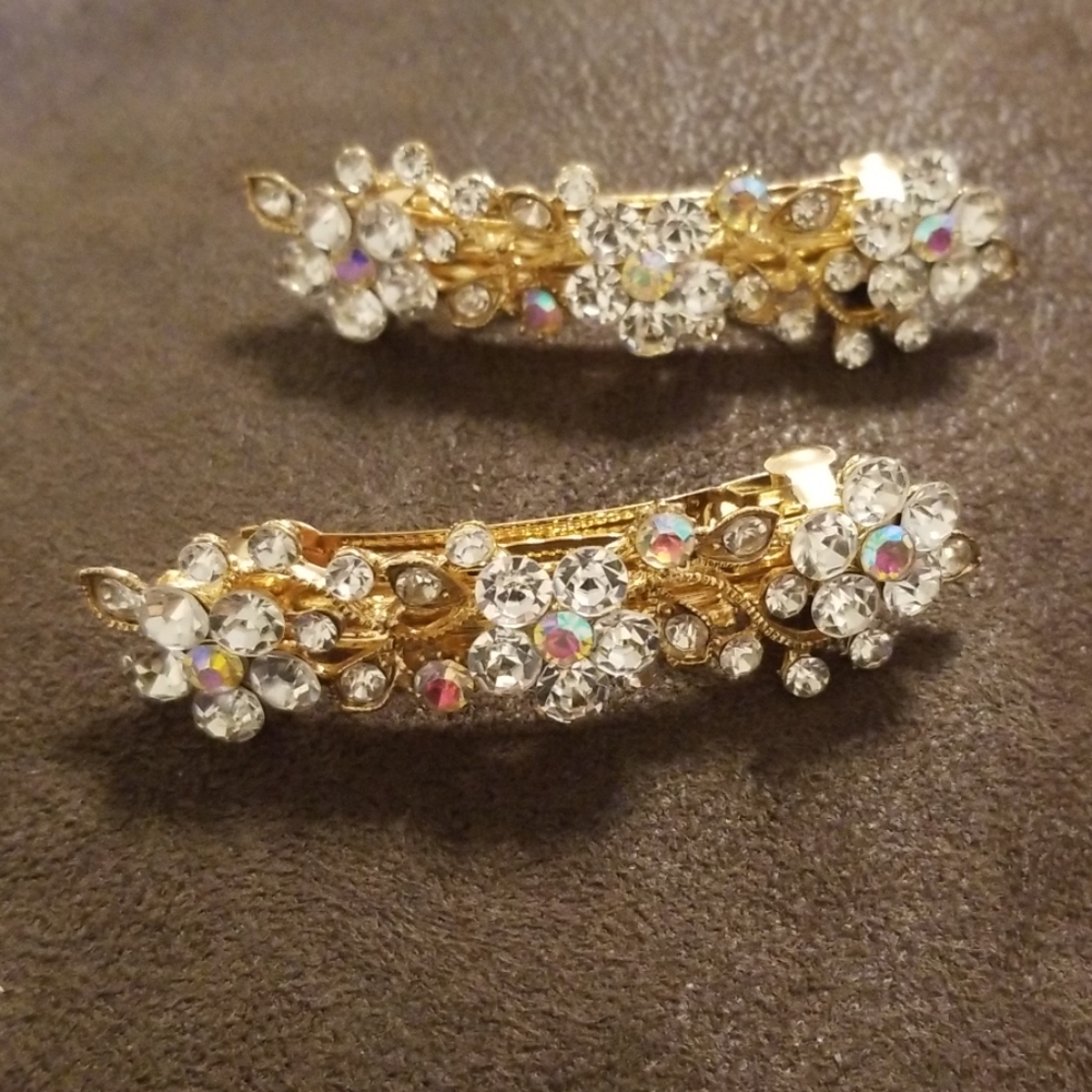 Beautiful  flower &  leaves  set of two hair clips
